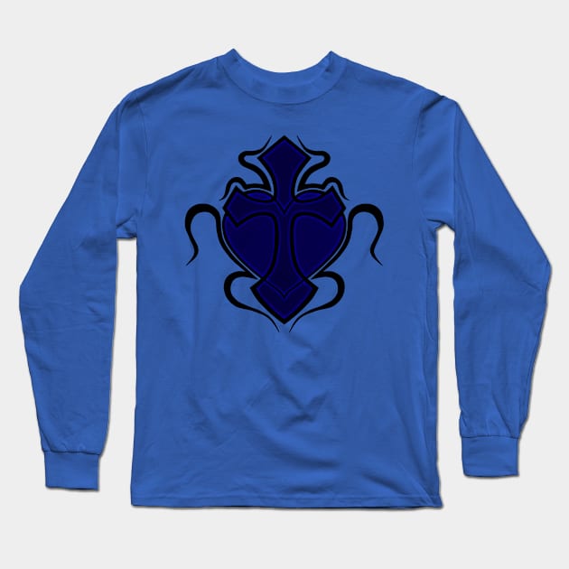 Cross & Heart - Blue Long Sleeve T-Shirt by ForsakenSky